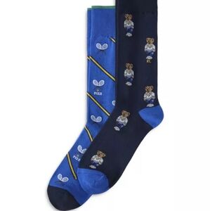 Polo Ralph Lauren Tennis Club Mini Bears Dress Socks Men's Size 10-13